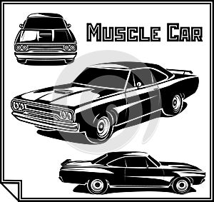 Muscle car vector poster monochrome