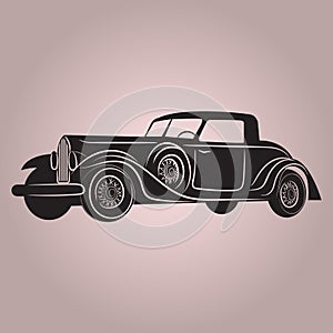 Muscle Classic or retro car front and side view. Flat and solid color vintage vector illustration.