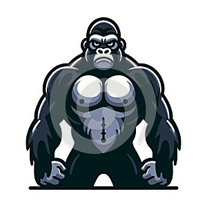 muscle gorilla ape monkey mascot design logo vector illustration isolated on white background