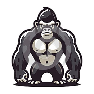 muscle gorilla ape monkey mascot design logo vector illustration isolated on white background