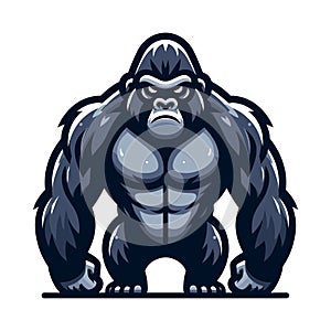 muscle gorilla ape monkey mascot design logo vector illustration isolated on white background