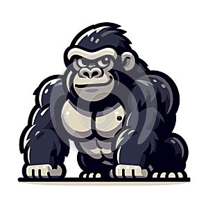 muscle gorilla ape monkey mascot design logo vector illustration isolated on white background