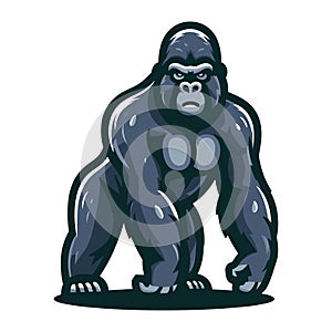 muscle gorilla ape monkey mascot design logo vector illustration isolated on white background