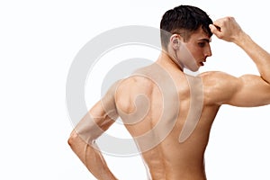 muscle guy biceps bodybuilder fitness naked torso back view