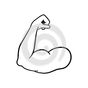 Muscle icon. Strong power. Muscle arm vector icon. Biceps. Bodybuilder. Fitness icon.