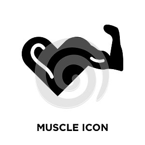 Muscle icon vector isolated on white background, logo concept of