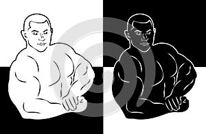 Muscle man bodybuilder vector illustration icon