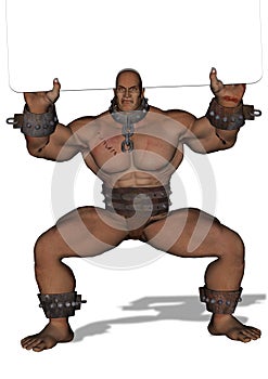 Muscle Man holding Blank Sign