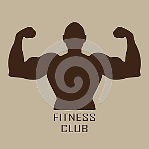 Muscle man icon or sign. Fitness club and gym design. Vector illustration