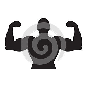 Muscle man icon or sign. Fitness club and gym design. Vector illustration