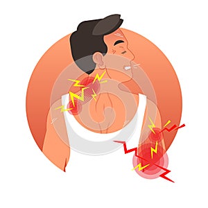 Muscle pain concept vector illustration with human torso. Work safety and sports injury.