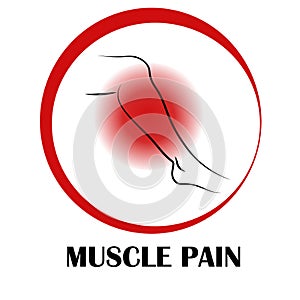 Muscle pain, Pictogram red ring with symbols