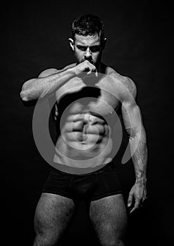 Muscled male model Konstantin Kamynin