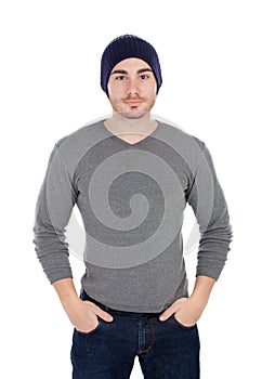 Muscled man with wool hat