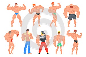 Muscly Bodybuilders Funny Characters Set