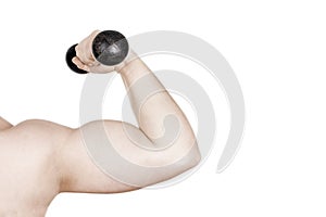 Muscular arm with dumbbell