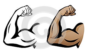 Muscular Arm Flexing Bicep Illustration photo