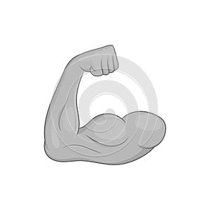 Muscular arm icon, black monochrome style