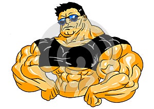 Muscular bodybuilder in sunglasses