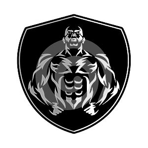 Muscular bodybuilder torso stylized silhouette