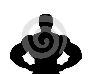 Muscular bodybuilder vector silhouette illustration isolated on white background.