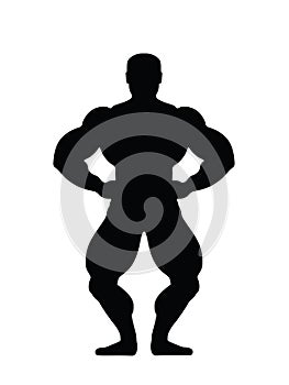 Muscular bodybuilder vector silhouette illustration isolated on white background. Sport man strong arms.