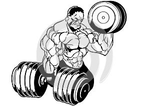 Muscular bodybuilder workout