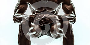 Muscular Dark Skinned Man Posing in Studio