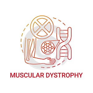 Muscular dystrophy red gradient concept icon