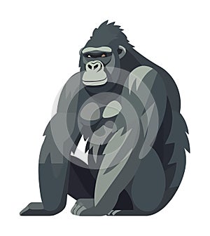 Muscular gorilla mascot sitting