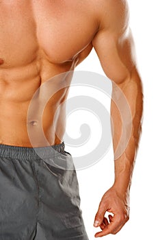 Muscular male body isolated on white