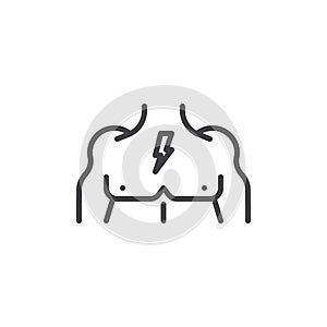 Muscular male chest line icon