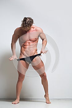 muscular male model in underwear