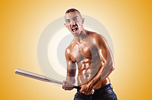 Muscular man with baseball bat