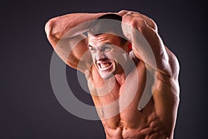 Muscular man bodybuilder