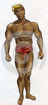 Muscular man with bronzed skin photo