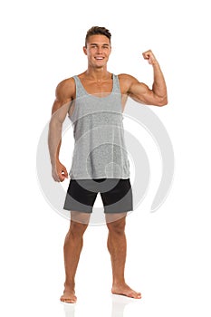 Muscular Man Flexing Biceps