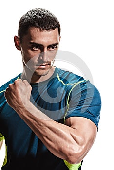 Muscular Man Flexing His Biceps