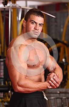 Muscular man in gym