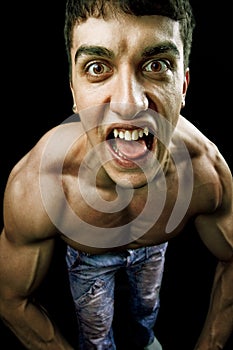 Muscular man making a funny face