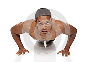 Muscular man pushups
