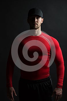 Muscular man in red