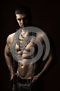 Muscular man with rope