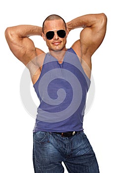 Muscular man in sunglasses