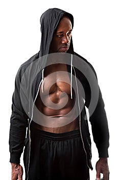 Muscular Man Wearing a Hoodie