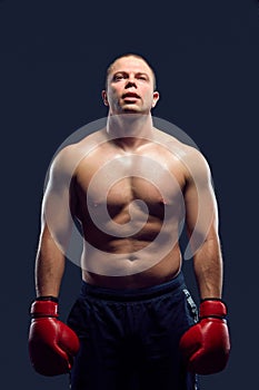 Muscular man - young caucasian boxer