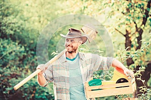 muscular ranch man in cowboy hat. Eco farm worker. Harvest. happy earth day. Eco living. farming and agriculture. Garden