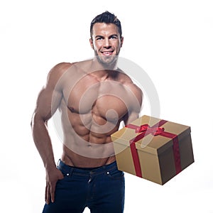 Muscular man with a gift