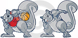 Muscular Squirrel Mascot Basketball Player Vector Cartoon