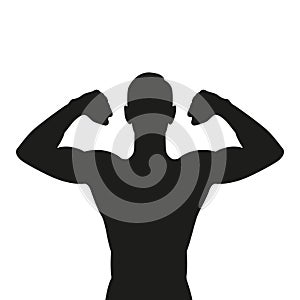 Muscular strong man silhouette isolated on white background